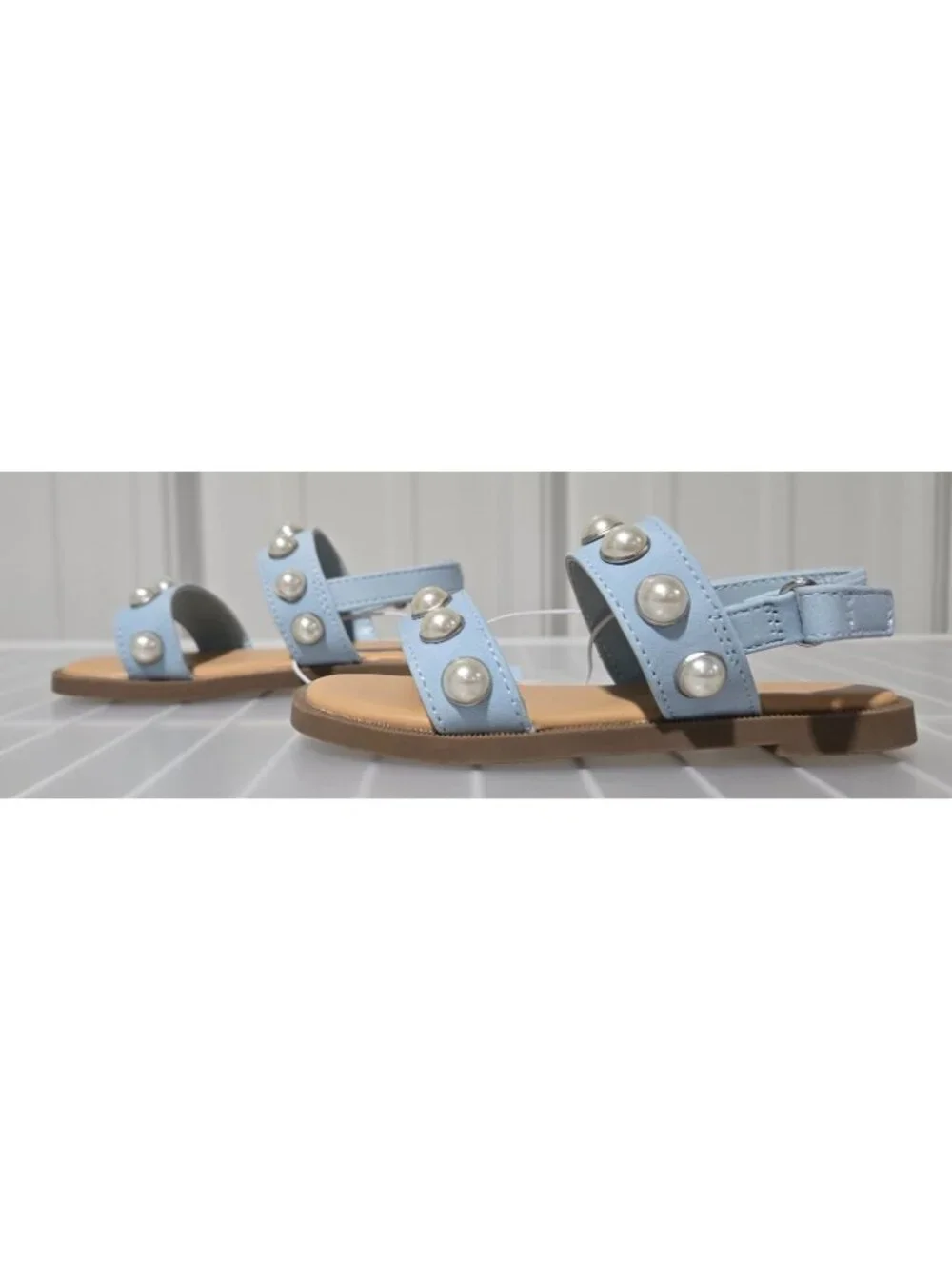 Cat & Jack Selene Blue & Pearl Accent Open Toe Sandals -- Little Girls' Size 6